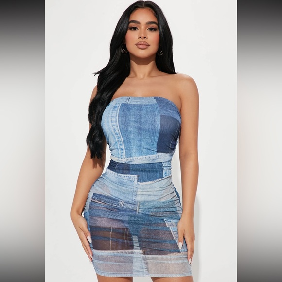 Berlin Mesh Mini Dress Denim Fashion Nova - Picture 3 of 3